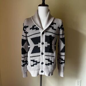 Banana Republic NWT Shawl Collar Cardigan Sweater Men’s Small Black Tan‎